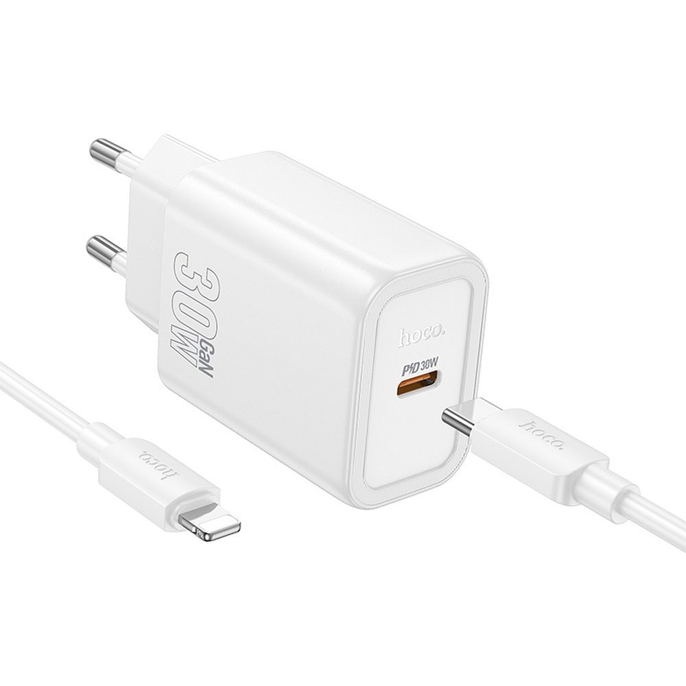 Punjač za mrežu sa Lightning kablom HOCO N62, 30W, 3A, 1 x USB-C, Bela