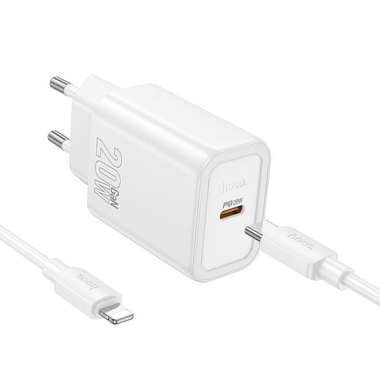 Punjač za mrežu sa Lightning kablom HOCO N60, 20W, 3A, 1 x USB-C, Bela