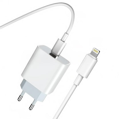 Punjač za mrežu sa Lightning kablom Prestico F8S, 20W, 3A, 1 x USB-C, Bela