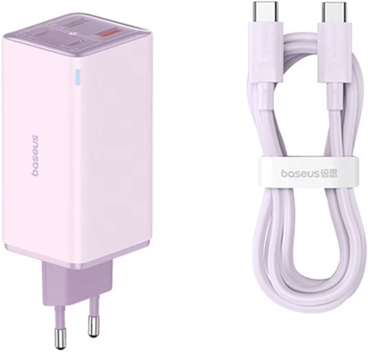 Punjač mreže sa USB-C kablom Baseus GaN6 Pro, 100W, 3.25A, 2 x USB-A - 2 x USB-C, Ljubičasti P10162705532-00