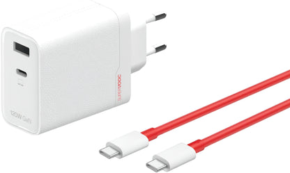 Punjač za mrežu sa USB-C kablom OnePlus OSABBCBBAE, 120W, 7.3A, 1 x USB-A - 1 x USB-C, Beli 5461100631