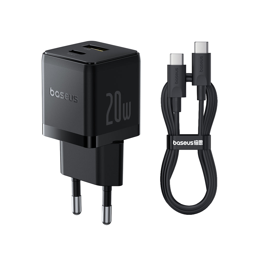 Punjač mreže sa USB-C kablom Baseus Palm, 20W, 3A, 1 x USB-A - 1 x USB-C, Crni P10111608113-01