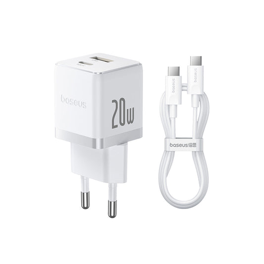 Punjač za mrežu sa USB-C kablom Baseus Palm, 20W, 3A, 1 x USB-A - 1 x USB-C, Beli P10111608213-01