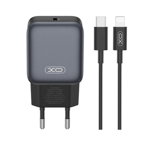 Punjač za mrežu sa Lightning kablom XO Design L155, 30W, 3A, 1 x USB-C, Crni