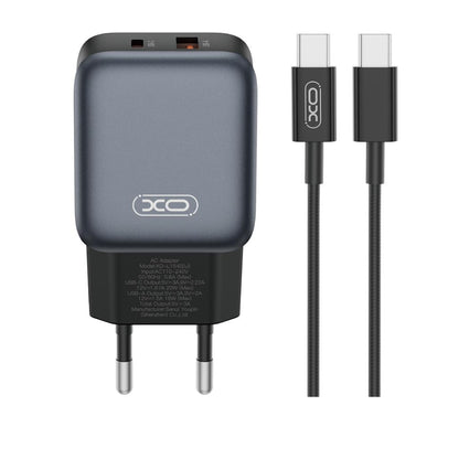 Punjač za mrežu sa USB-C kablom XO Design L154, 20W, 3A, 1 x USB-A - 1 x USB-C, Crni