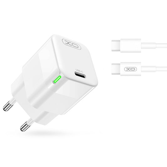 Punjač za mrežu sa USB-C kablom XO Design CE06, 30W, 3A, 1 x USB-C, Bela