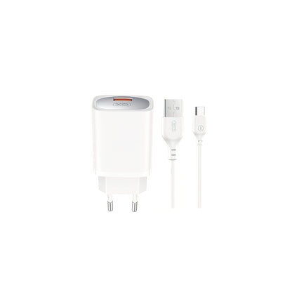 Punjač za mrežu sa USB-C kablom XO Design CE19, 18W, 3A, 1 x USB-A, Bela