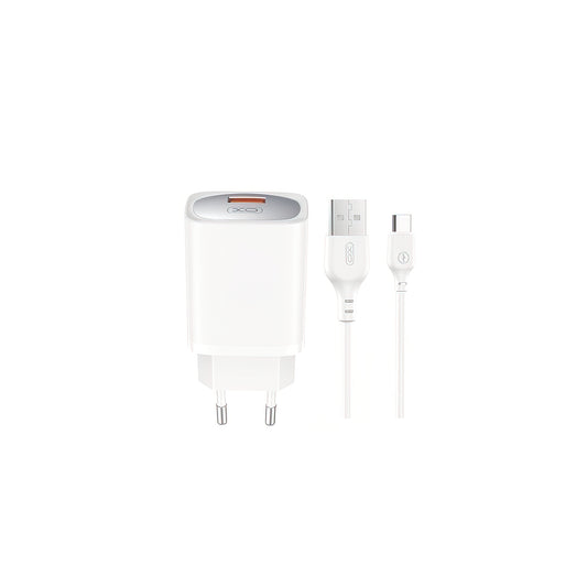 Punjač za mrežu sa USB-C kablom XO Design CE19, 18W, 3A, 1 x USB-A, Bela