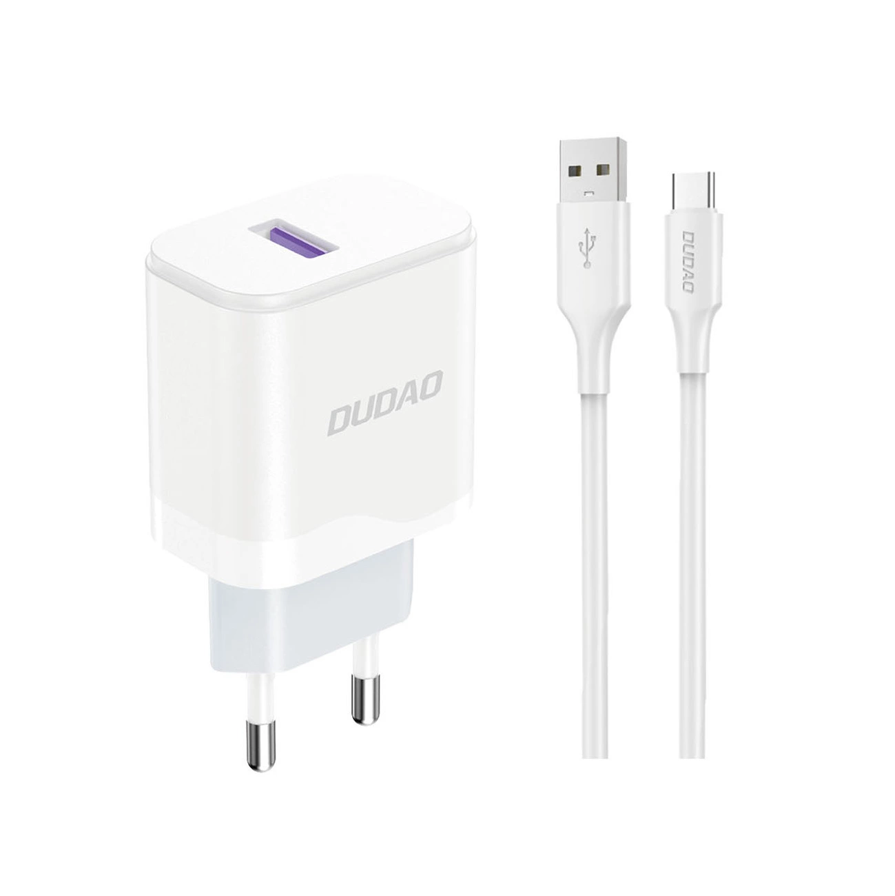 Punjač za mrežu sa USB-C kablom Dudao A20EU, 18W, 3A, 1 x USB-A, Bel