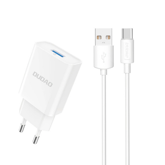 Punjač za mrežu sa USB-C kablom Dudao A4EU, 10W, 2.1A, 1 x USB-A, Bela
