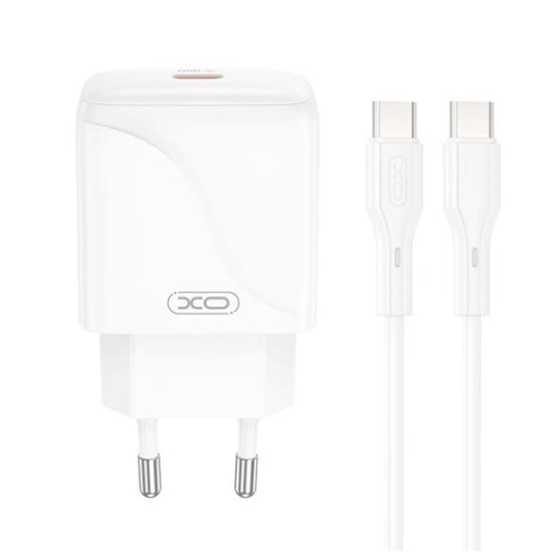 Punjač za mrežu sa USB-C kablom XO Design L141, 20W, 3A, 1 x USB-C, Bel