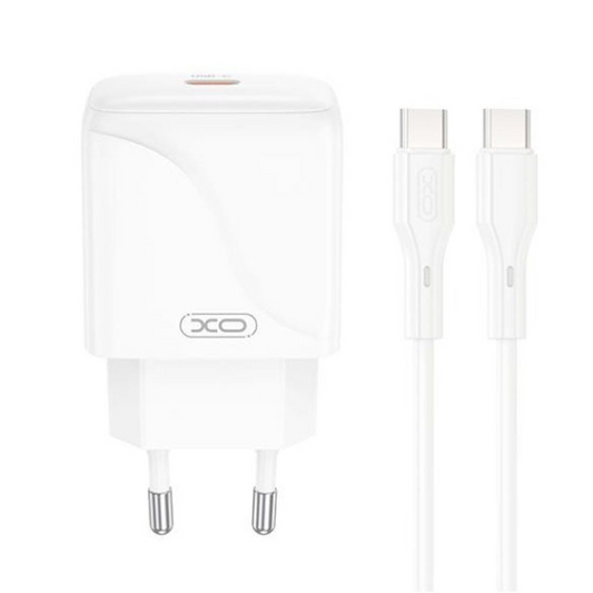 Punjač za mrežu sa USB-C kablom XO Design L141, 20W, 3A, 1 x USB-C, Bel