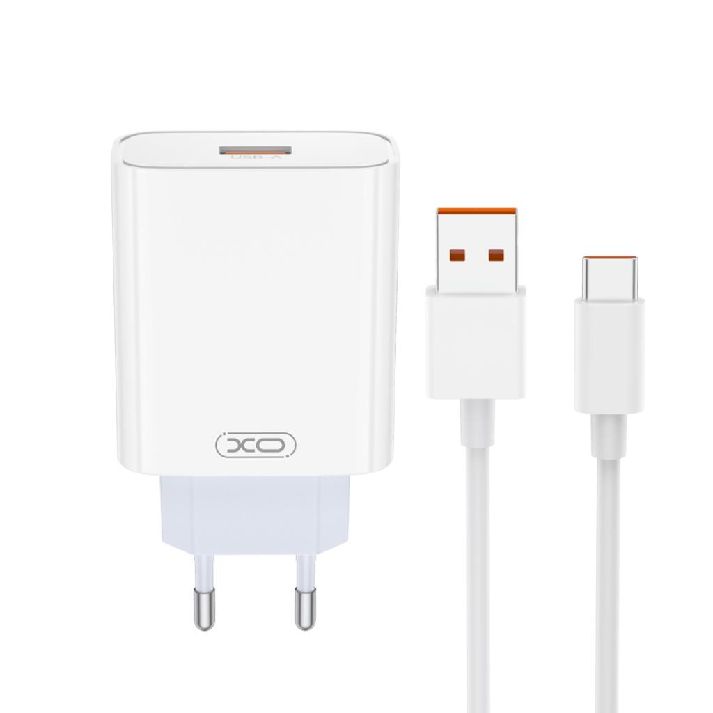 Punjač za mrežu sa USB-C kablom XO Design L164, 30W, 1 x USB-A, Bela