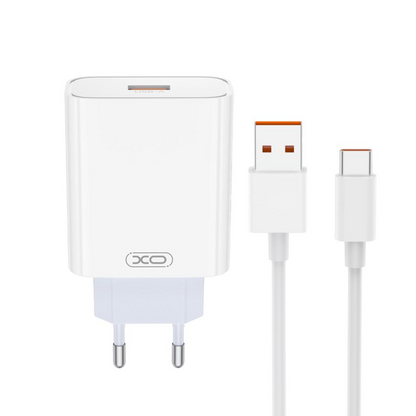 Punjač za mrežu sa USB-C kablom XO Design L164, 30W, 1 x USB-A, Bela