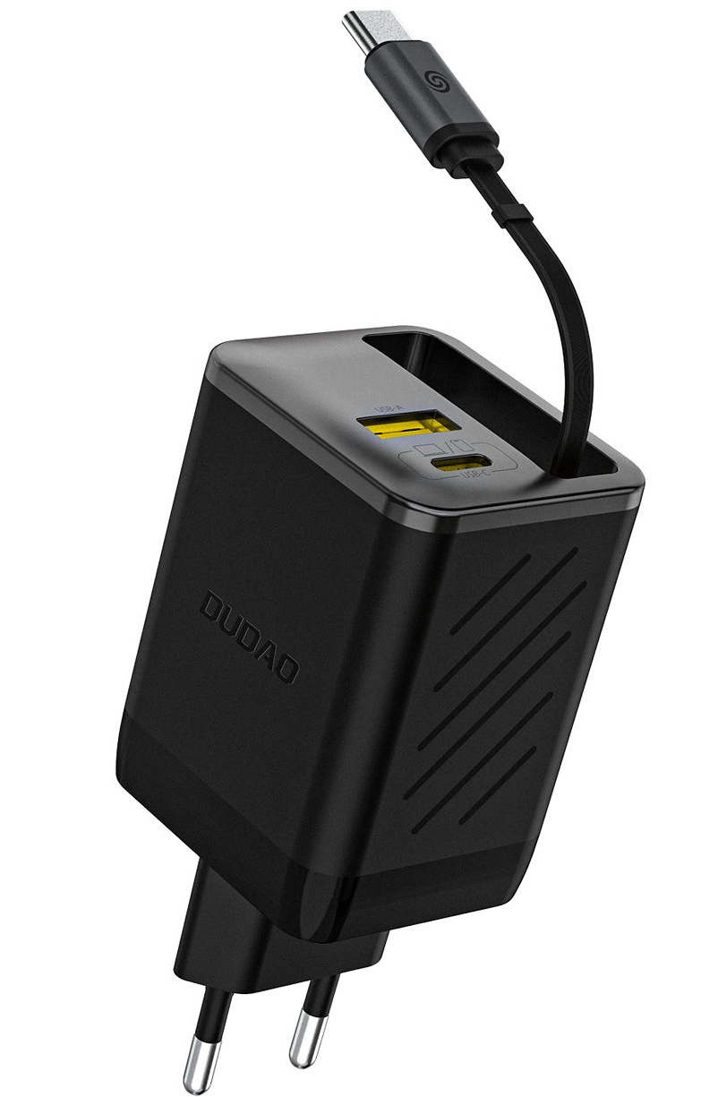 Punjač za mrežu sa USB-C kablom Dudao A67EU, 67W, 3.35A, 1 x USB-A - 1 x USB-C, Crni