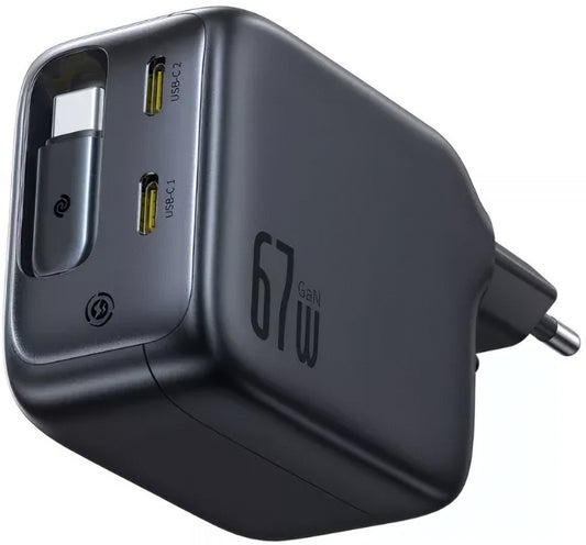Punjač mreže sa USB-C kablom Baseus EnerCore CJ11, 67W, 3.35A, 2 x USB-C, Crni E0121E00