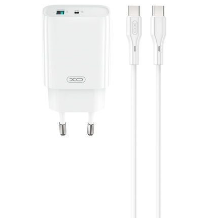 Punjač za mrežu sa USB-C kablom XO Design CE30, 30W, 3A, 1 x USB-A - 1 x USB-C, Beli