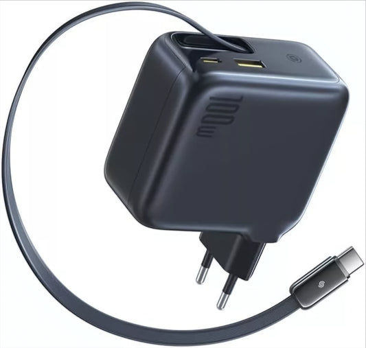 Punjač mreže sa USB-C kablom Baseus EnerCore CJ11, 100W, 1 x USB-A - 2 x USB-C, Crni E0120M00