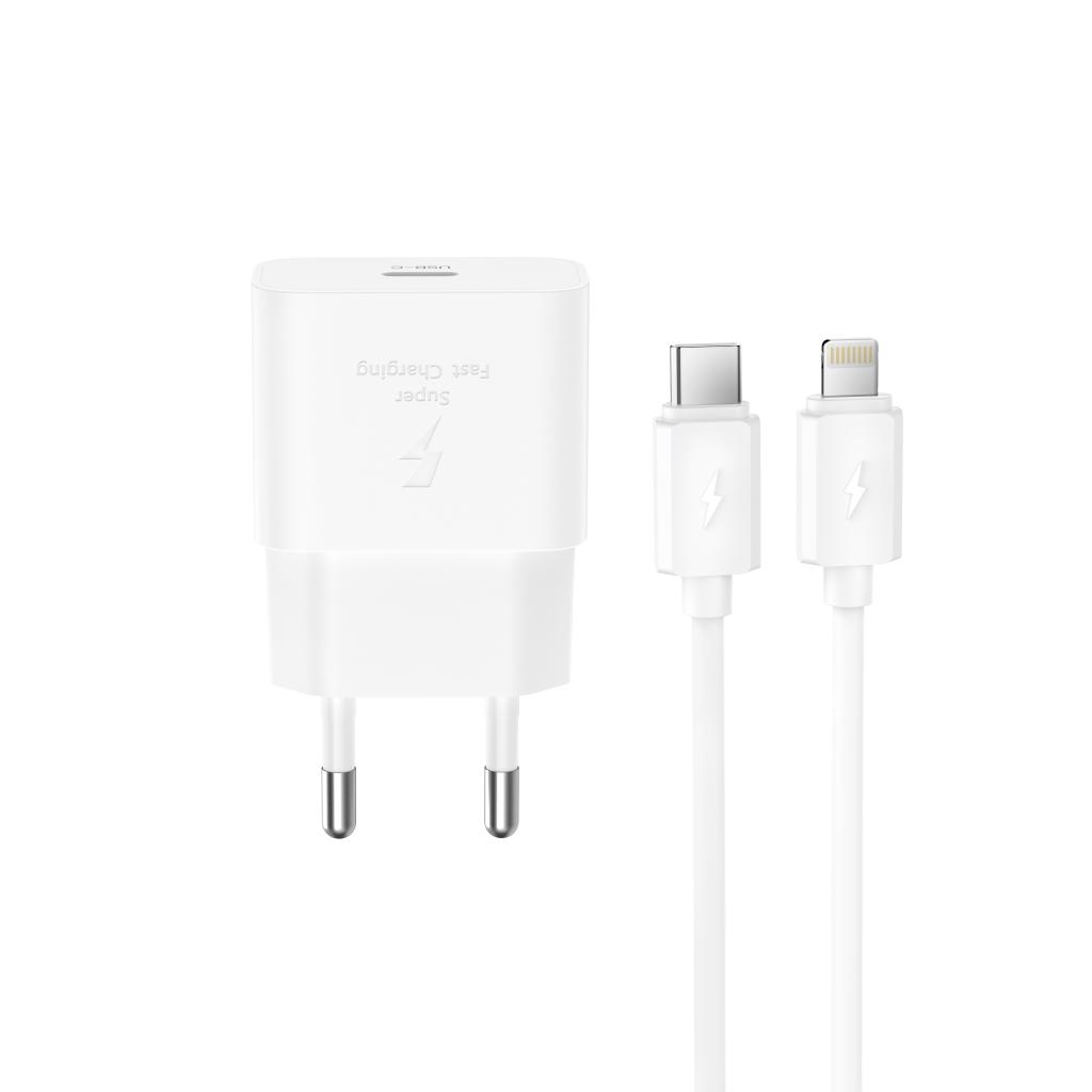 Mrežni punjač sa Lightning kablom XO Design L167, 25W, 3A, 1 x USB-C, Bela