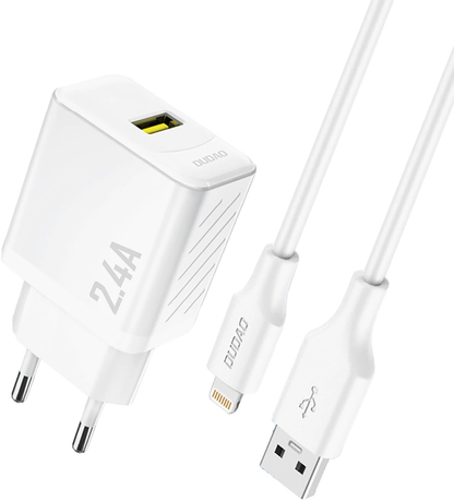 Punjač za mrežu sa Lightning kablom Dudao A23LEU, 30W, 2.4A, 1 x USB-A, Bela