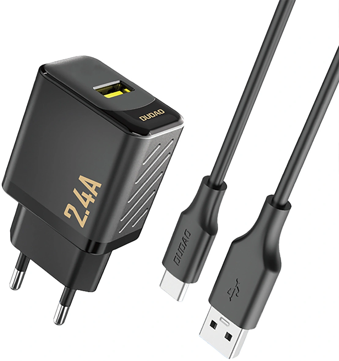Punjač za mrežu sa USB-C kablom Dudao A23TEU, 12W, 2.4A, 1 x USB-A, Crna