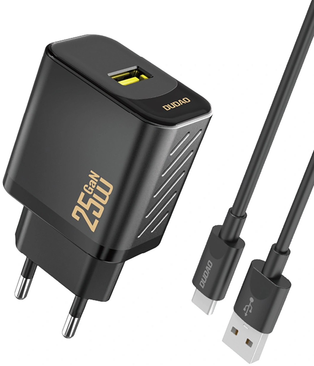 Punjač za mrežu sa USB-C kablom Dudao A27STEU, 25W, 3A, 1 x USB-A, Crna