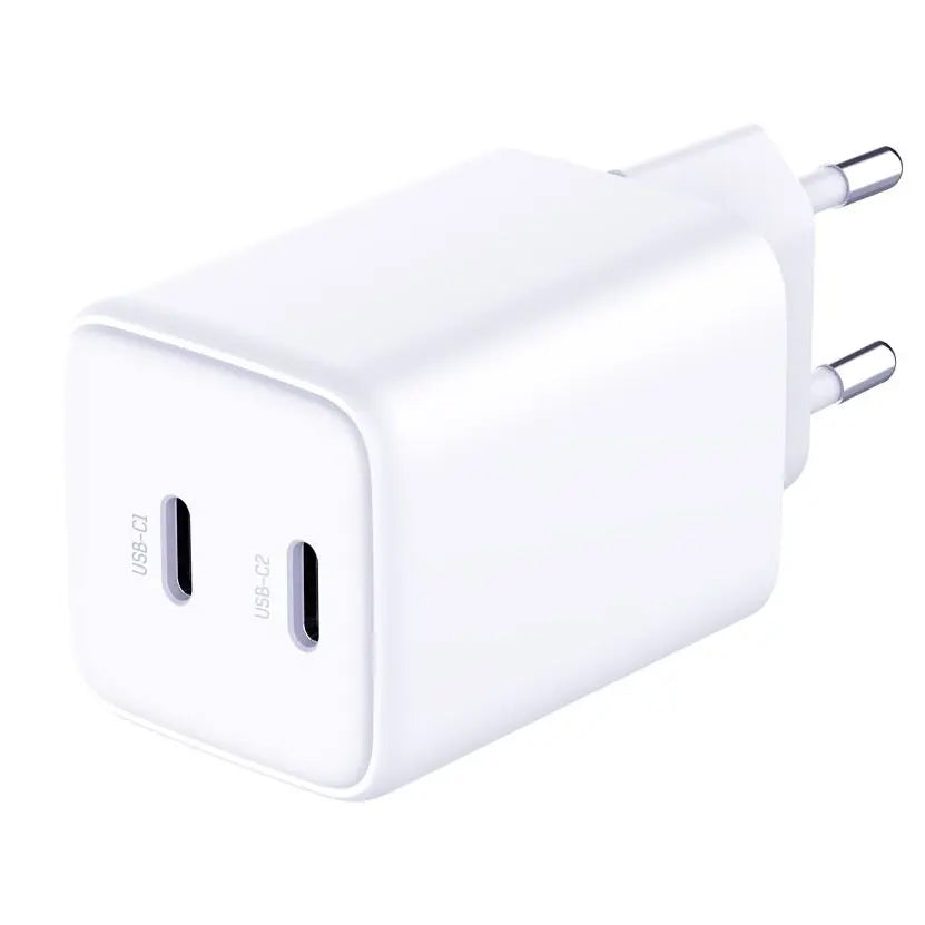Network Charger with USB-C Cable 3MK HyperCharger, 45W, 3A, 2 x USB-C, White 