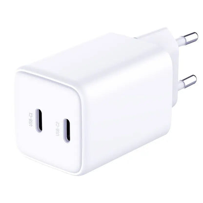 Network Charger with USB-C Cable 3MK HyperCharger, 45W, 3A, 2 x USB-C, White 