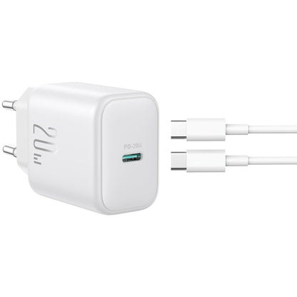 Punjač za mrežu sa USB-C kablom Joyroom JR-TCF20, 20W, 3A, 1 x USB-C, Bel