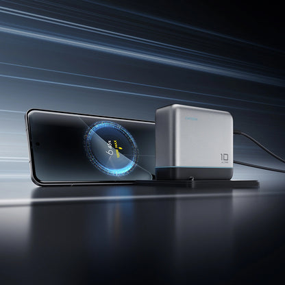 Punjač za mrežu sa USB-C kablom Cuktech AD1204U Display, 120W, 6A, 1 x USB-A - 2 x USB-C, Srebrni