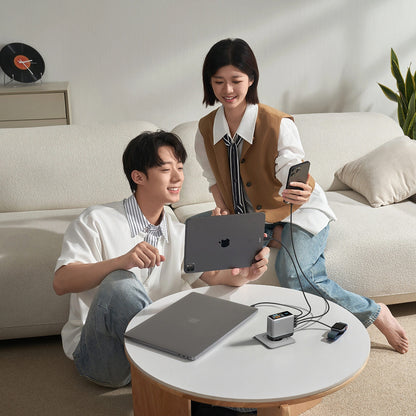 Punjač za mrežu sa USB-C kablom Cuktech AD1204U Display, 120W, 6A, 1 x USB-A - 2 x USB-C, Srebrni