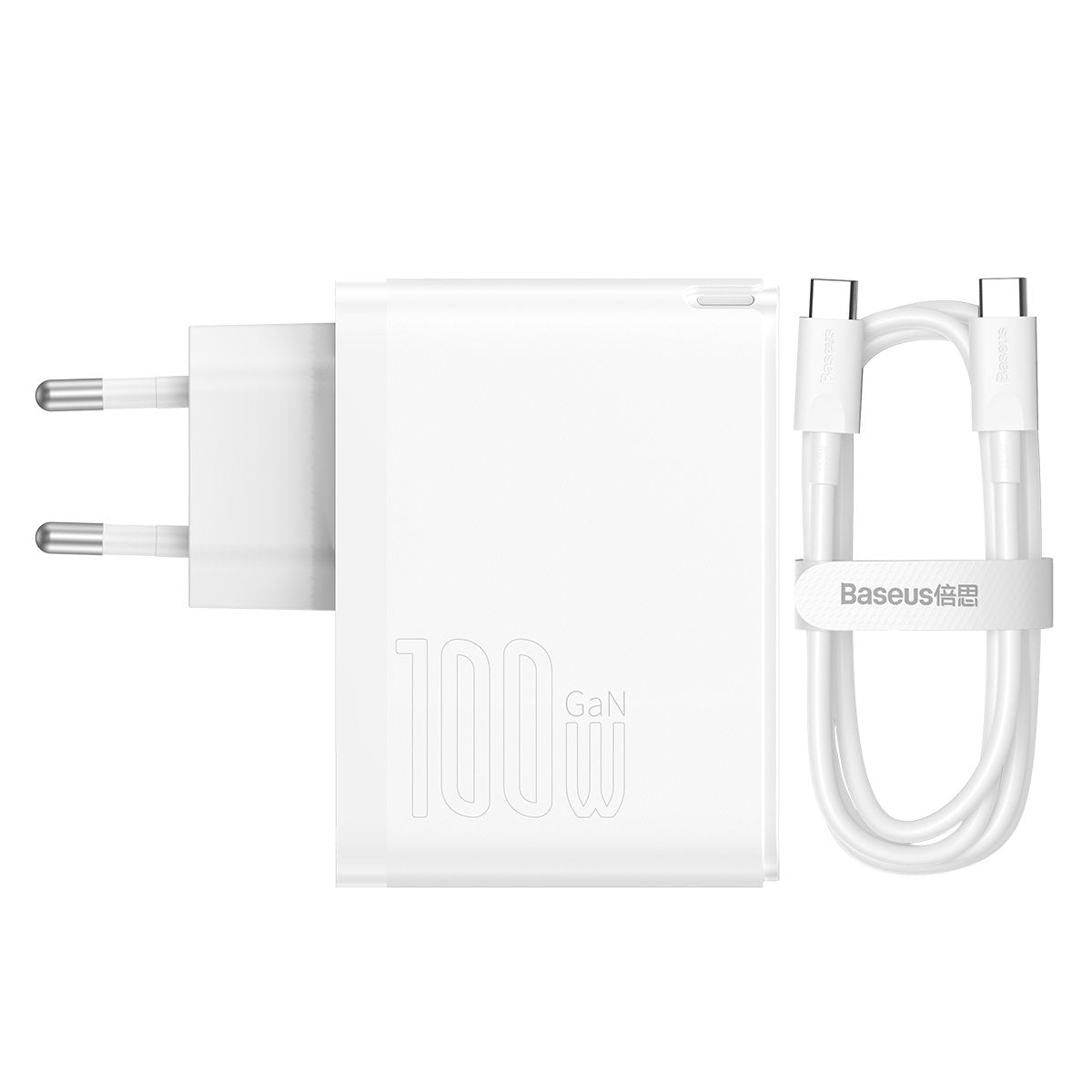 Punjač mreže sa USB-C kablom Baseus GaN5 Pro, 100W, 3A, 1 x USB-A - 1 x USB-C, Beli CCGP090202