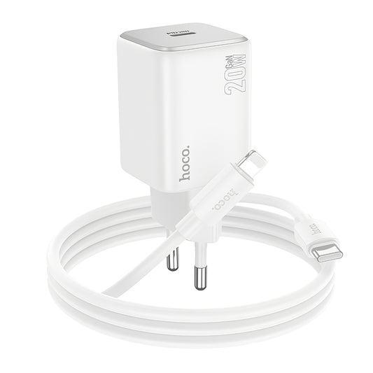 Punjač za mrežu sa Lightning kablom HOCO N40, 20W, 3A, 1 x USB-C, Bela
