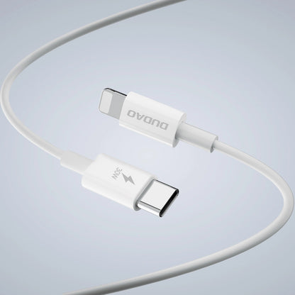 Mrežni punjač s Lightning kabelom Dudao A30EUL, 30W, 3A, 1 x USB-A - 1 x USB-C, Bijeli