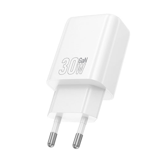Punjač za mrežu HOCO N63, 30W, 3A, 1 x USB-A - 1 x USB-C, Beli