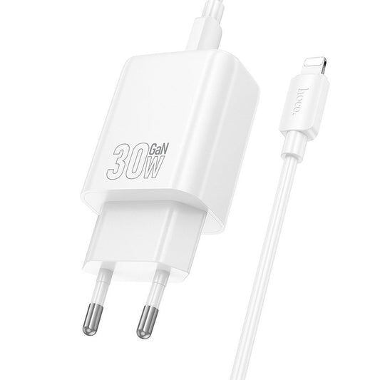Punjač za mrežu sa Lightning kablom HOCO N62, 30W, 3A, 1 x USB-C, Bela