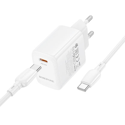 Punjač za mrežu sa USB-C kablom Borofone BN26 Fuente, 20W, 3A, 1 x USB-C, Bela