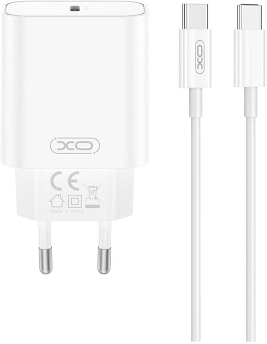 Punjač za mrežu sa USB-C kablom XO Design CE32, 20W, 3A, 1 x USB-C, Beli