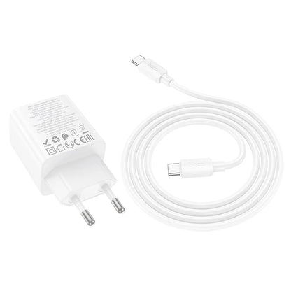 Punjač za mrežu sa USB-C kablom HOCO N55, 20W, 3A, 2 x USB-A - 2 x USB-C, Beli