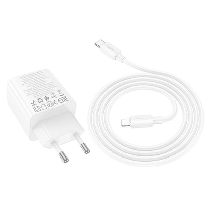 Punjač za mrežu sa Lightning kablom HOCO N56, 30W, 3A, 2 x USB-A - 2 x USB-C, Beli