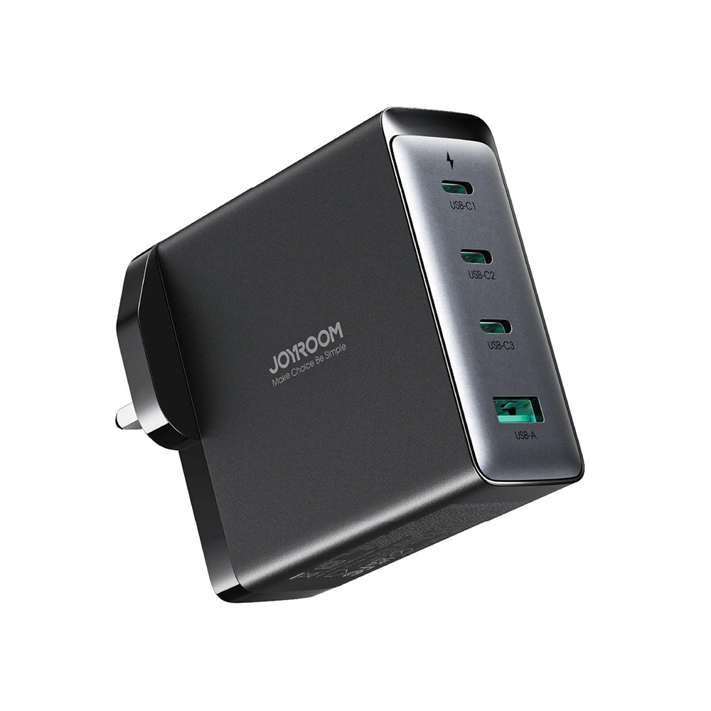 Punjač za mrežu sa USB-C kablom Joyroom JR-TCG05UK, 140W, 5A, 1 x USB-A - 3 x USB-C, UK, Crni