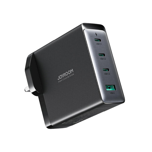 Punjač za mrežu sa USB-C kablom Joyroom JR-TCG05UK, 140W, 5A, 1 x USB-A - 3 x USB-C, UK, Crni
