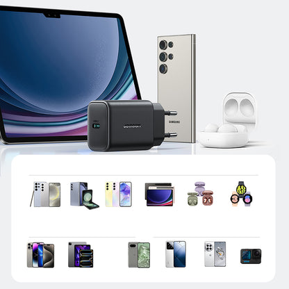 Punjač za mrežu sa USB-C kablom Joyroom JR-TCF23, 25W, 3A, 1 x USB-C, Crni