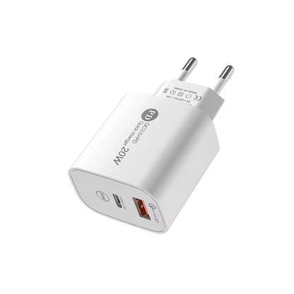 Punjač za mrežu sa USB-C kablom A6MaxL, 20W, 3A, 1 x USB-A - 1 x USB-C, Beli