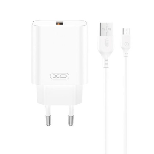 Punjač za mrežu sa USB-C kablom XO Design CE33, 18W, 3A, 1 x USB-A, Bela