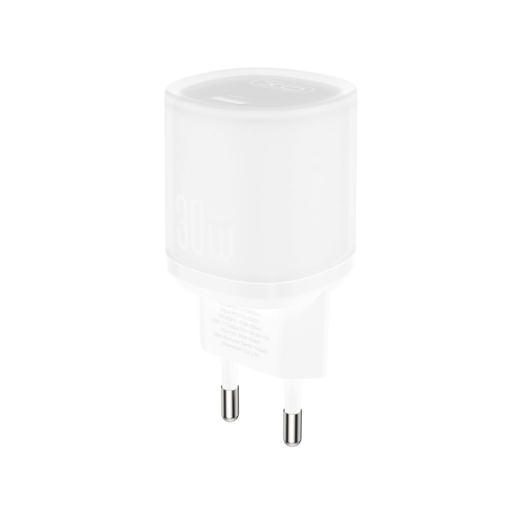 Punjač za mrežu sa USB-C kablom XO Design L150, 30W, 3A, 1 x USB-C, Bela