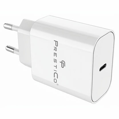 Punjač za mrežu sa USB-C kablom Prestico F15S-C, 30W, 3A, 1 x USB-C, Bela