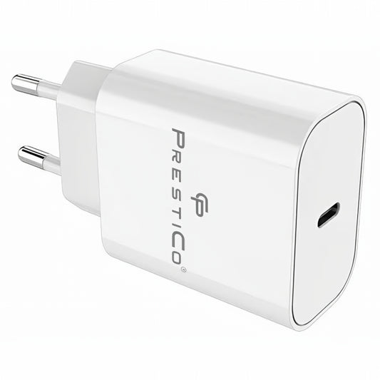 Punjač za mrežu sa USB-C kablom Prestico F15S-C, 30W, 3A, 1 x USB-C, Bela