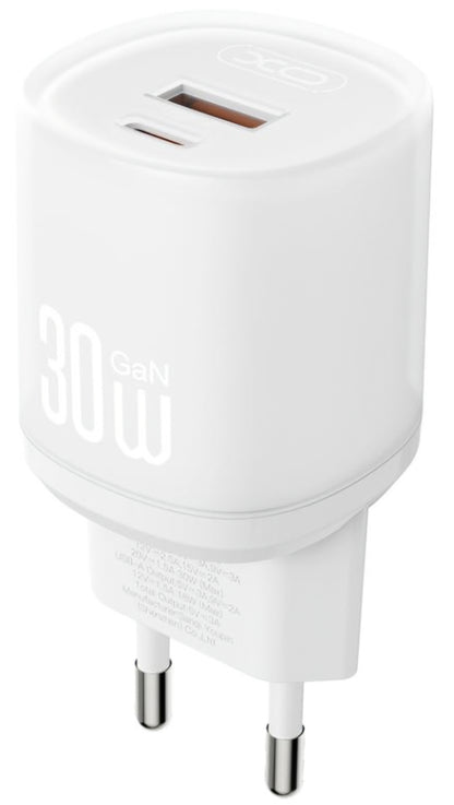 Punjač za mrežu sa USB-C kablom XO Design L151, 30W, 3A, 1 x USB-A - 1 x USB-C, Beli