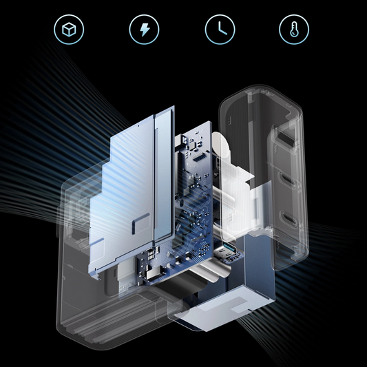 Punjač za mrežu sa USB-C kablom Cuktech, 100W, 5A, 1 x USB-A - 2 x USB-C, Sivi CUKAD1003EUG